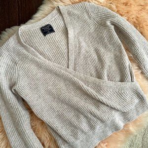 Abercrombie & Fitch V-Neck Wrap Sweater Beige/Tan/Light Brown